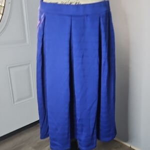 Ashley Blue Midi Pleated A-Line Skirt for Work